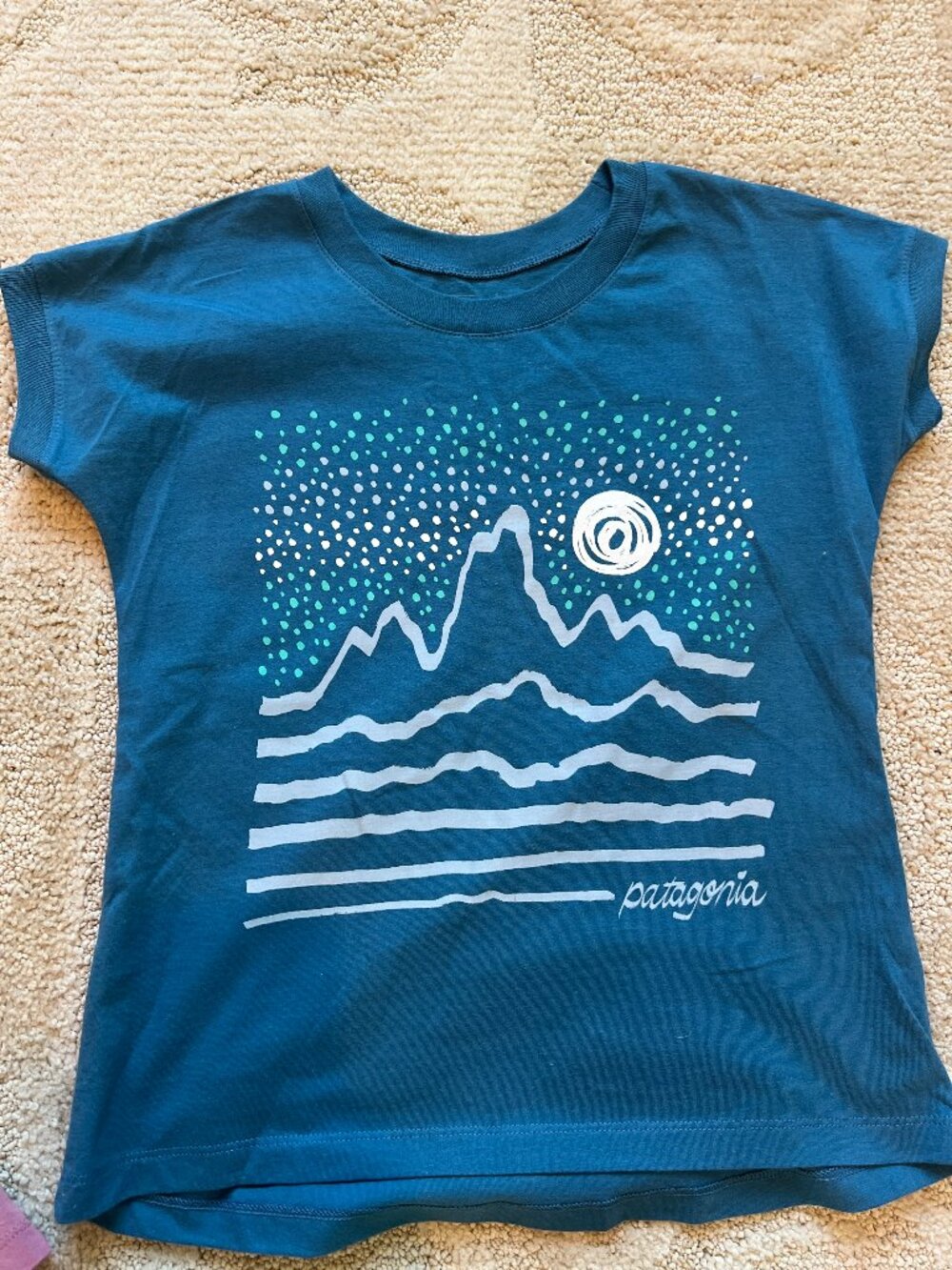 Patagonia Girls S 7-8 Blue Mountain Graphic T-Shirt - NWOT